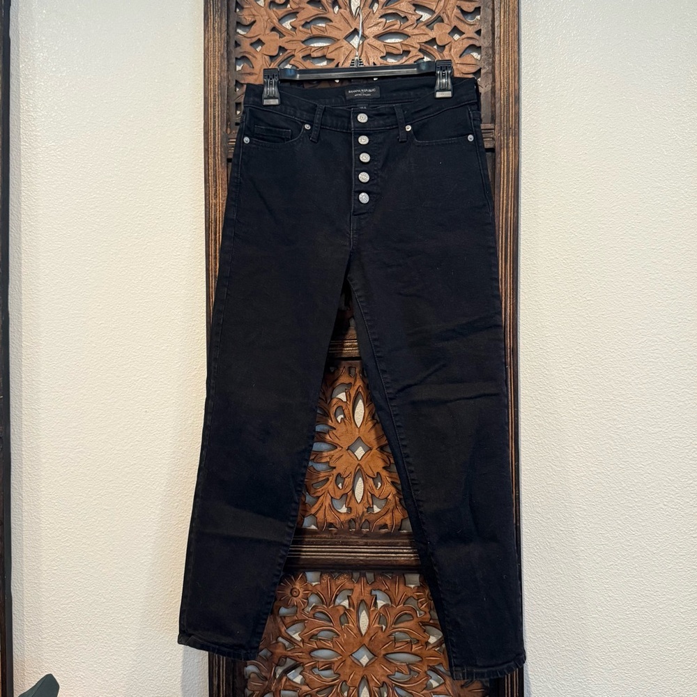 Banana Republic High-Rise Black Button-Fly Jeans